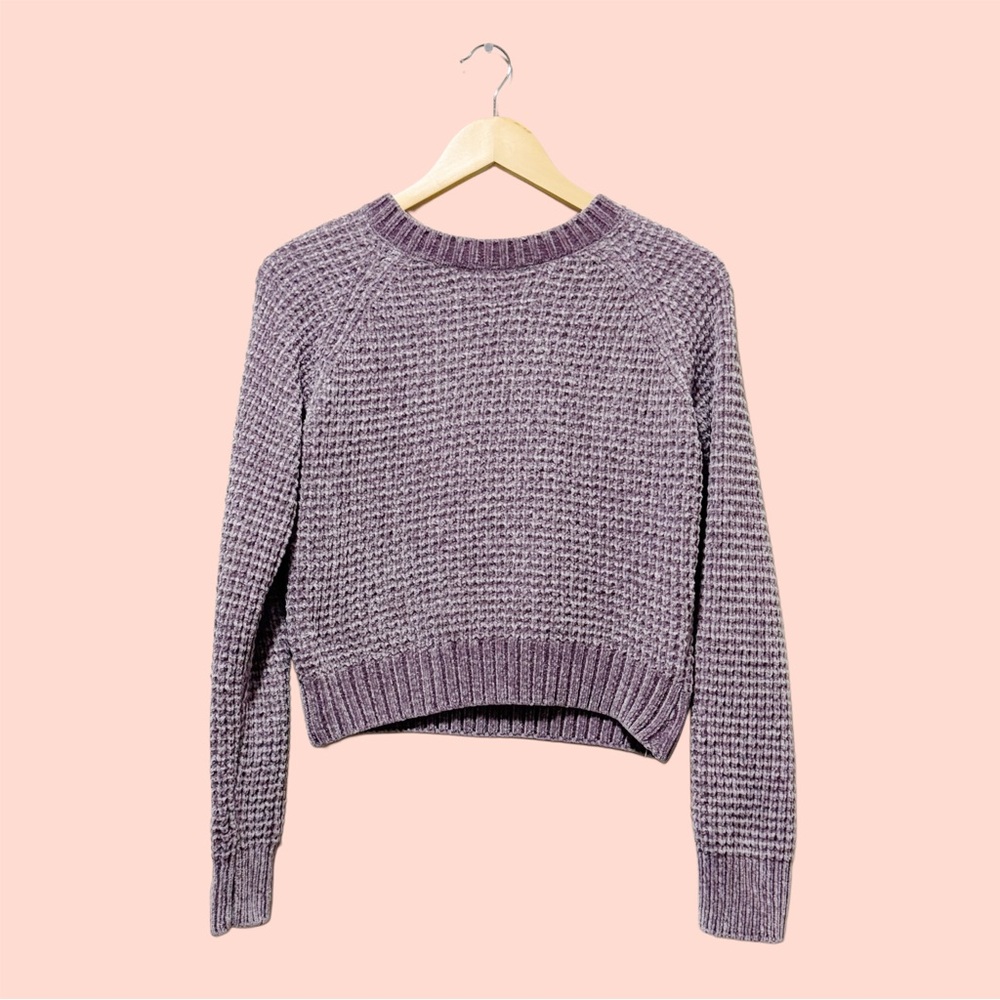 Altar'd State Lavender Waffle Crewneck Sweater